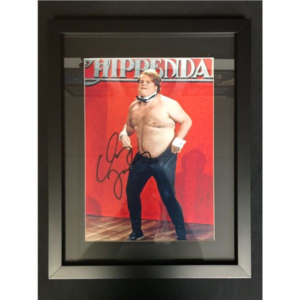 CHRIS FARLEY SIGNED AND FRAMED SATURDAY NIGHT LIVE 8 X 10 ( RA COA)