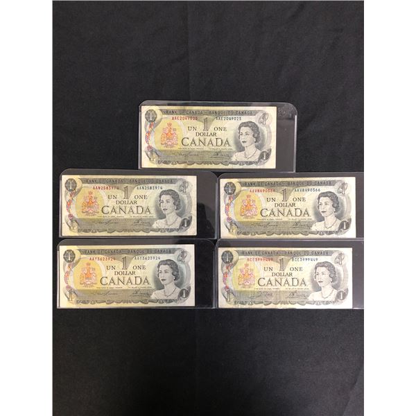 LOT OF 5 CANADIAN 1973 DOLLARS