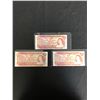 Image 1 : LOT OF 3 1974 CANADIAN $2 BILLS