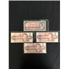 Image 1 : LOT OF 4 1954 AND 1987 $2.00 CANADIAN BILLS