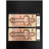 Image 1 : LOT OF 2  1986 CANADIAN $2.00 BILLS MINT CONDITION