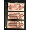 Image 1 : 3 1986 CANADIAN SEQUENTIAL $2.00 BILLS