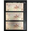 Image 2 : 3 1986 CANADIAN SEQUENTIAL $2.00 BILLS