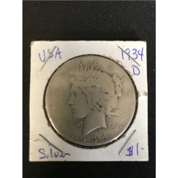 1934 D MORGAN SILVER DOLLAR .900 SILVER