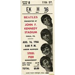 Beatles JFK Stadium Concert Ticket Stub, 1966