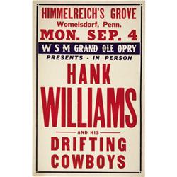 Hank Williams Himmelrich's Grove Concert Poster