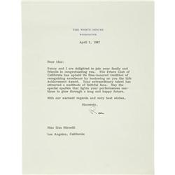Ronald Reagan Signed Letter to Liza Minnelli