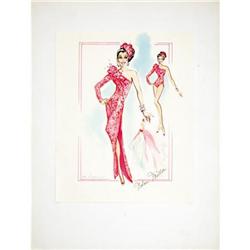 Nolan Miller Watercolor Sketch of Ann Miller