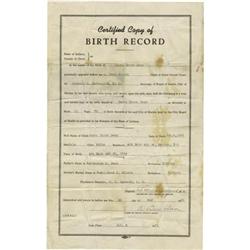 Jame Dearn Certified Copy of Birth Record