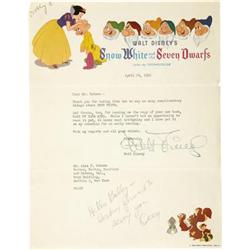 Walt Disney Signed Letter on "Snow White and the