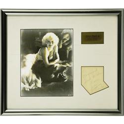Rare Jean Harlow Autograph, Framed