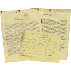 Rare Thomas Ince Handwritten Initialed Note