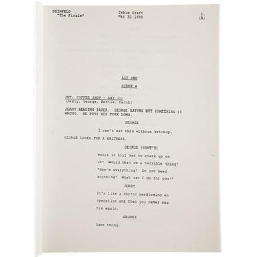 Seinfeld Cast Signed Final Episode Script