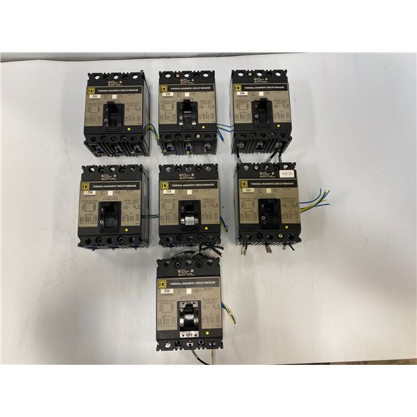 Lot Of (7) SquareD Circuit Breakers
