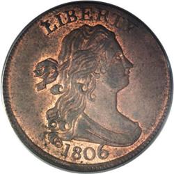 1806 1/2 C Large 6, Stems MS63 Red and Brown