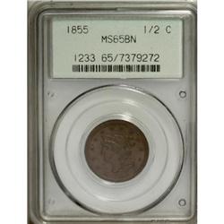 1855 1/2 C MS65 Brown PCGS
