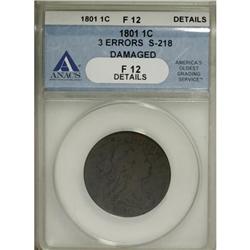 1801 1C Three Errors--Damaged--ANACS. Fine 12
