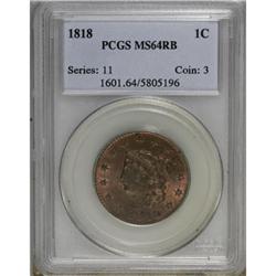 1818 1C MS64 Red and Brown PCGS