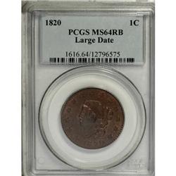 1820 1C Large Date MS64 Red and Brown PCGS