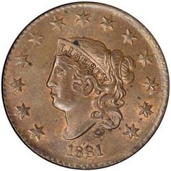 1831 1C Large Letters MS64 Red and Brown NGC