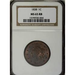 1838 1C MS65 Red and Brown NGC