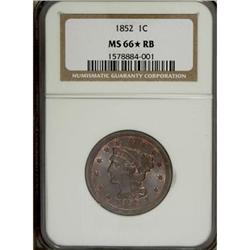 1852 1C MS66 Star Red and Brown NGC