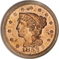 1853 1C MS65 Red NGC