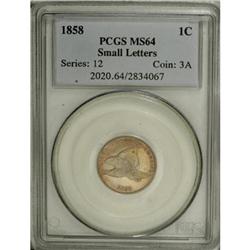 1858 1C Small Letters MS64 PCGS