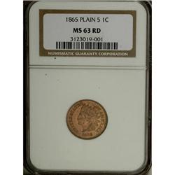 1865 1C Fancy 5 MS63 Red NGC
