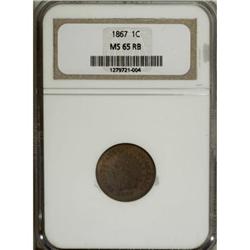 1867 1C MS65 Red and Brown NGC