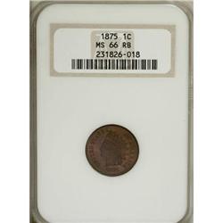 1875 1C MS66 Red and Brown NGC