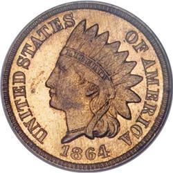 1864 1C Bronze No L PR65 Red and Brown PCGS