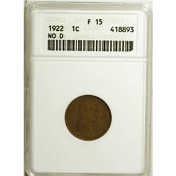 1922 No D 1C Strong Reverse Fine 15 ANACS