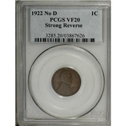 1922 No D 1C Strong Reverse VF20 PCGS