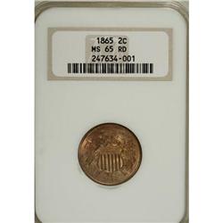 1865 2C MS65 Red NGC
