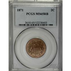 1871 2C MS65 Red and Brown PCGS