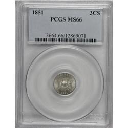 1851 3CS MS66 PCGS