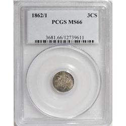 1862/1 3CS MS66 PCGS