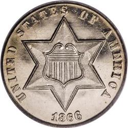 1866 3CS PR64 Deep Cameo PCGS