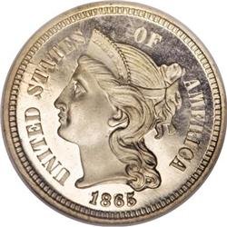 1865 3CN PR66 Ultra Cameo NGC. CAC