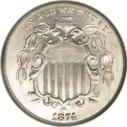 1874 5C MS66 NGC. CAC