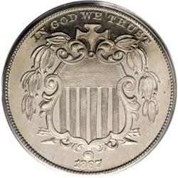 1867 5C No Rays PR65 Cameo PCGS