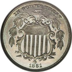 1881 5C PR67 Cameo NGC