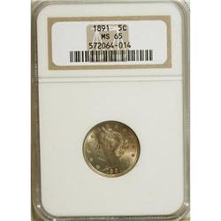 1891 5C MS65 NGC