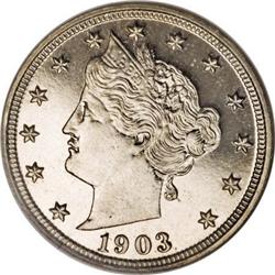 1903 5C Error Nickel--Medallic Alignment--PR67