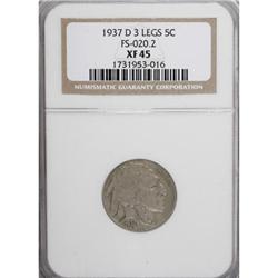 1937-D 5C Three-Legged XF45 NGC