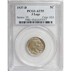1937-D 5C Three-Legged AU55 PCGS