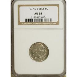 1937-D 5C Three-Legged AU58 NGC
