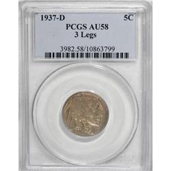 1937-D 5C Three-Legged AU58 PCGS