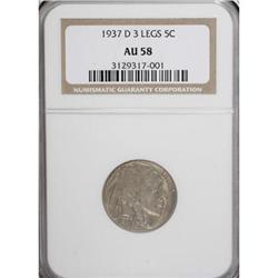 1937-D 5C Three-Legged AU58 NGC